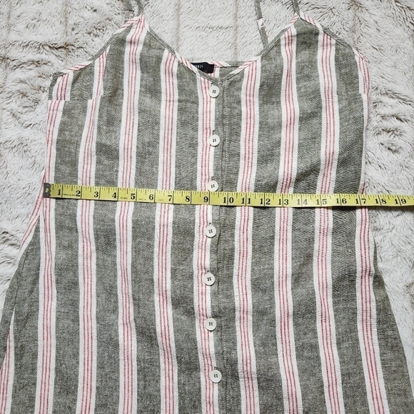 Size L Mini dress Spaghetti straps Linen blend Green white FOREVER 21 #79 - Picture 9 of 15